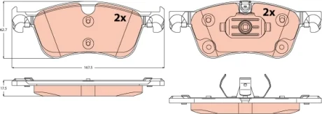 Комплект гальмівних колодок передн, MERCEDES CITAN TOURER (W420), CITAN/MINIVAN (W420), EQT (W420), T (MPV) 1.3/1.5D/Electric 09.21- TRW GDB2572