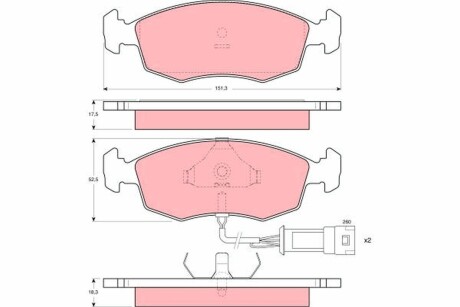 Гальмівні колодки, дискове гальмо (набір) TRW GDB301