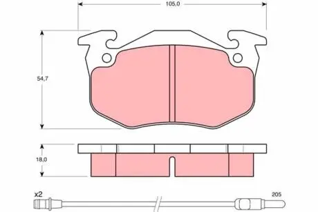 Гальмівні колодки, дискове гальмо (набір) TRW GDB308