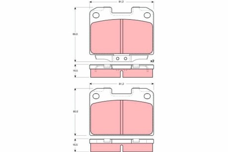 Гальмівні колодки, дискове гальмо (набір) TRW GDB3104 (фото 1)