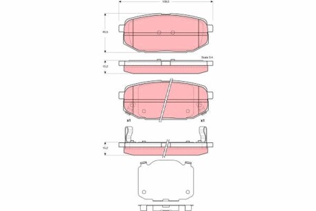 Гальмівні колодки, дискове гальмо (набір) TRW GDB3384