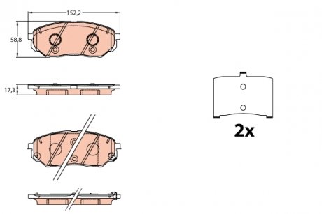 Комплект тормозных колодок для дисковых тормозов. TRW GDB3638