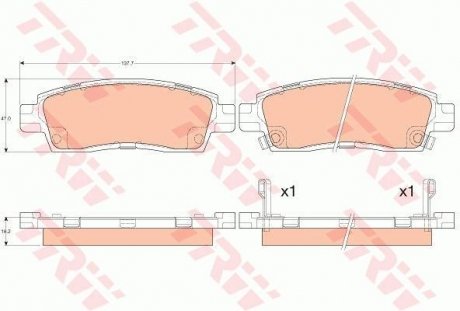 Тормозные колодки дисковые CHEVROLET Traiblazer "R "01-08 TRW GDB4455