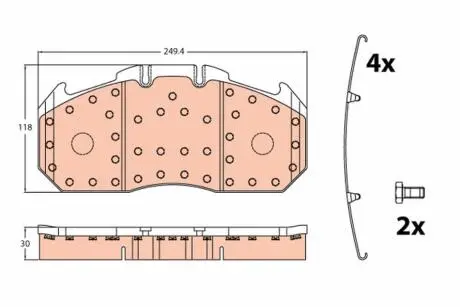 Комплект гальмівних колодок, дискове гальмо TRW GDB5086