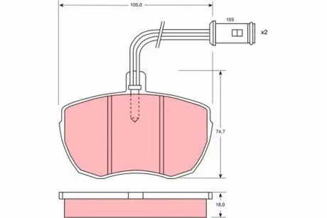 Гальмівні колодки, дискове гальмо (набір) TRW GDB759