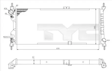 Радиатор, охлаждение двигателя TYC 7250019R