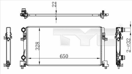 Радіатор охолодження VW Golf VII/Skoda Octavia 12- TYC 7370073 (фото 1)