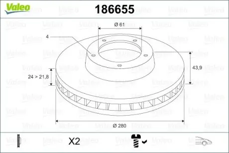 Гальмівний диск Valeo 186655