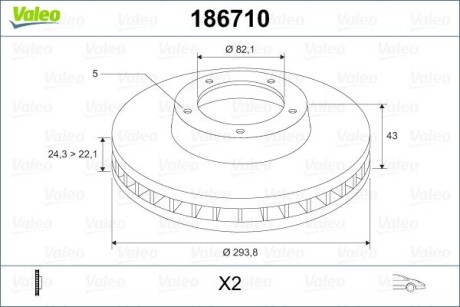 Тормозной диск Valeo 186710