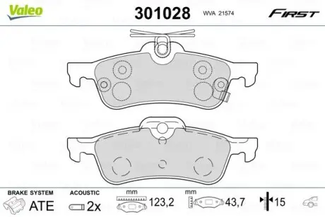 Тормозные колодки TOYOTA T. YARIS 05- Valeo 301028