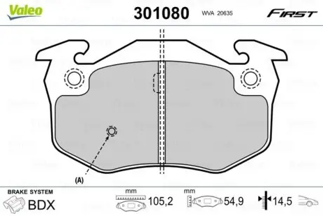 Тормозные колодки RENAULT P. TWINGO 93- Valeo 301080