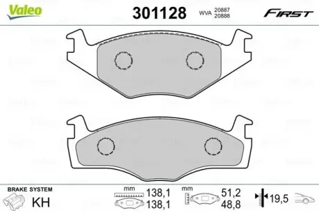 Тормозные колодки.) Valeo 301128