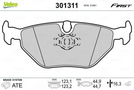 Тормозные колодки дисковые BMW 5(E39) "2,0-4,4 "R "95-04 Valeo 301311