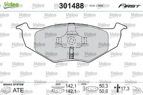 Тормозные колодки дисковые VAG Arosa/Fabia/Fox/Polo "1,0-1,9 "F "94>> Valeo 301488