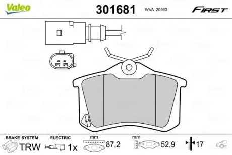 Колодки гальмівні VW T. SHARAN 95-10 Valeo 301681