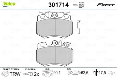 Тормозные колодки CITROEN P. AX/ZX 91-97 Valeo 301714