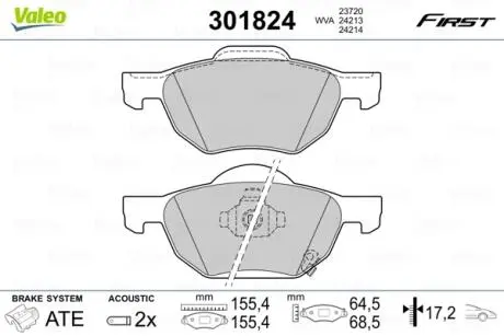Тормозные колодки.) Valeo 301824