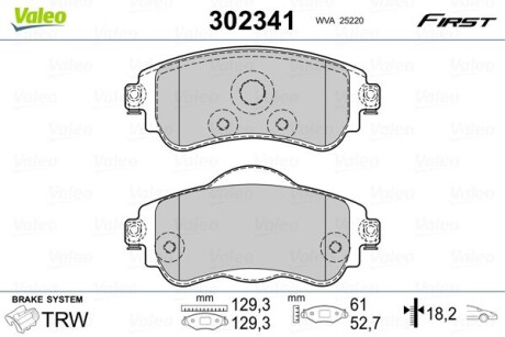 Тормозные колодки дисковые FIRST.. Valeo 302341