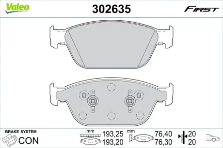 Гальмівні колодки First AUDI A8/Q5 "F "09-18 Valeo ="302635"