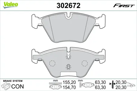 Гальмівні колодки First BMW 3/X1/Z4 "F "04-16 Valeo ="302672"
