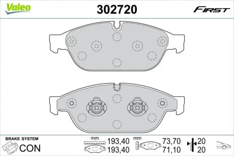 Гальмівні колодки First AUDI A6/A7/A8 "F "07-18 Valeo ="302720"