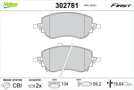 Комплект гальмівних колодок Valeo 302781