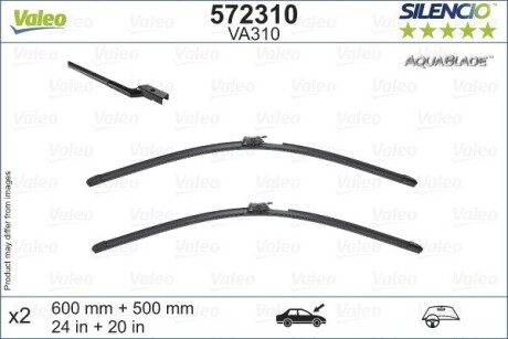 Щітки склоочисника_ SILENCIO WIPER AQUA 500+600 VOLVO S60/V60 \'\'18>> Valeo 572310 (фото 1)