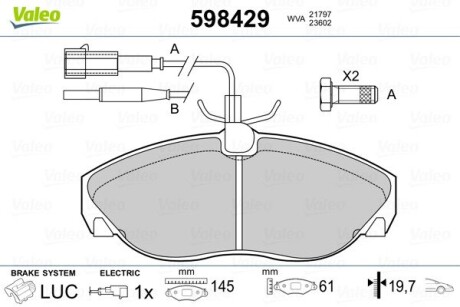 Тормозные колодки, дисковый тормоз.) Valeo 598429