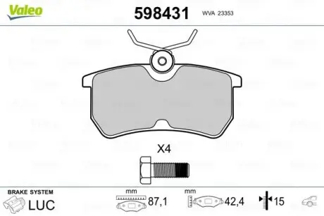 Тормозные колодки Valeo 598431