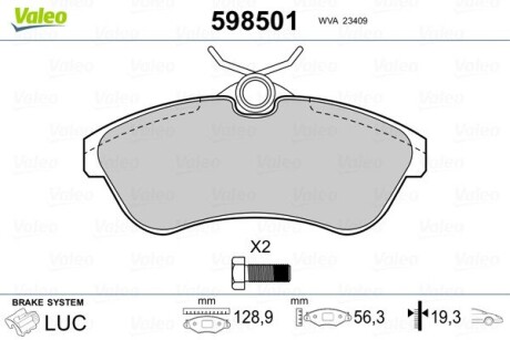 Гальмівні(тормозні) колодки Valeo 598501