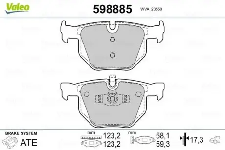 Гальмівні колодки, дискове гальмо (набір) Valeo 598885