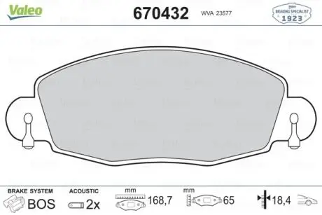 V 184 Колодки перед 2.4 RWD (серед.база) YC15 2K021 BA Valeo 670432