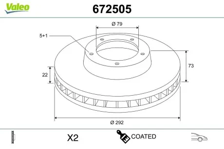 Диск тормозной MALOWANA BMW SERIE 1 Valeo 672505