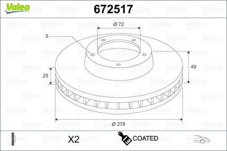 Диск гальмівний MALOWANA MAZDA 3 Valeo 672517