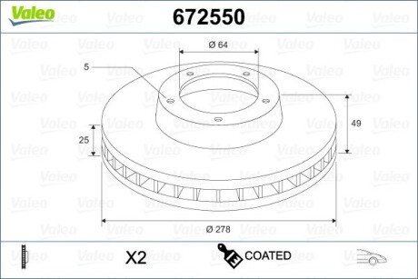 Диск тормозной MALOWANA FORD FOCUS II Valeo 672550