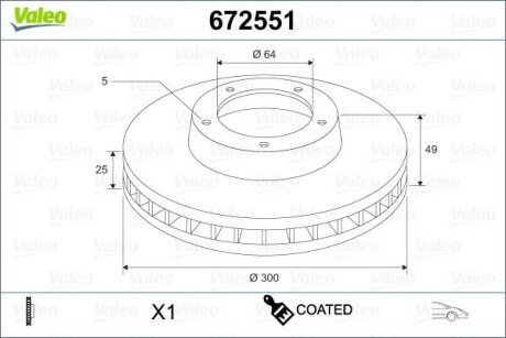 Диск гальмівний MALOWANA FORD CMAX - FOCUS I Valeo 672551