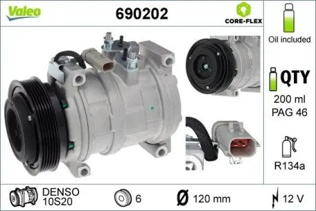 Компресор кондиціонера (новий) VOYAGER 01- Valeo 690202