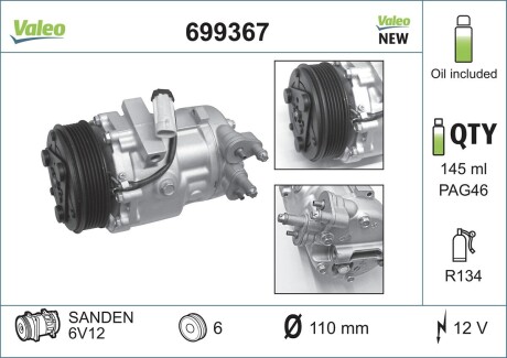 Компресор кондиціонера (новий) COMBO 01- Valeo 699367