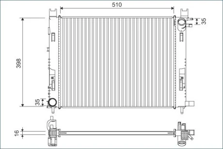 Радіатор двигуна DACIA DOKKER, DOKKER/MINIVAN, DUSTER, DUSTER/SUV, LODGY, LOGAN II, LOGAN MCV II, SANDERO II, RENAULT CAPTUR I, CLIO IV, CLIO IV/HATCHBACK, CLIO IV/KOMBI, DUSTER 0.9-1.6LPG 02.08- Valeo 701120