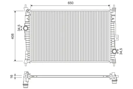 Радіатор охолодження Сitroen Berlingo/C4/C5/Jumpy/Peugeot 308/508/Expert/Partner 1.6/1.6D/2.0D 10- Valeo 701173