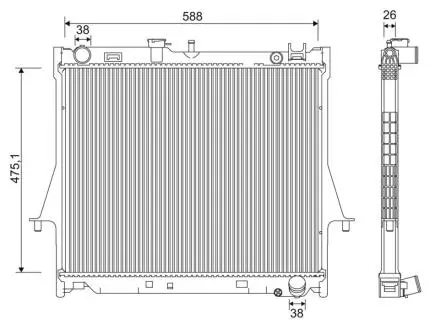 Радіатор двигуна (акпп/мкпп) TOYOTA HILUX VI 2.4D 08.98-01.02 Valeo 701231