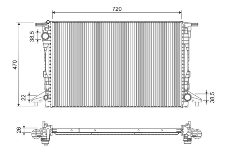 Радіатор двигуна AUDI A4 ALLROAD B9, A4 B9, A5, A6 ALLROAD C8, A6 C8, A7, A8 D5, Q5, Q7, Q8, BENTLEY BENTAYGA, VW TOUAREG 2.0-4.0H 01.15- Valeo 701293