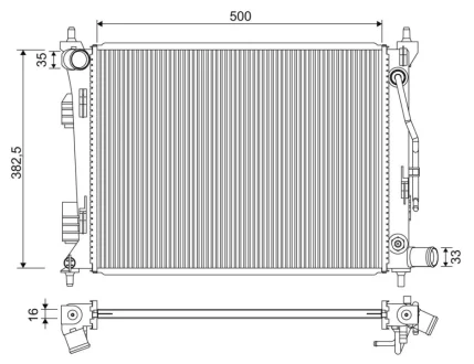 Радіатор двигуна (акпп) HYUNDAI ACCENT IV, I20 I, KIA RIO III 1.4/1.6 09.08- Valeo 701342