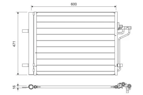 Конденсатор кондиціонера (з осушувачем) FORD C-MAX II, FOCUS III, GRAND C-MAX 1.6-2.0D 04.10-02.20 Valeo 814390