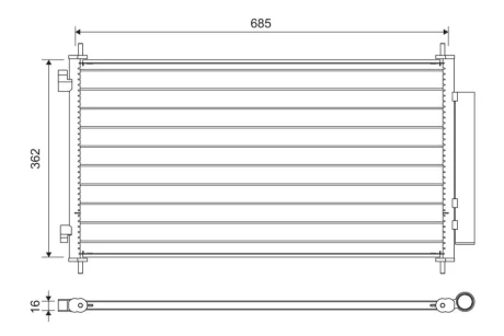 Конденсатор кондиціонера (з осушувачем) HONDA CR-V III 2.0/2.2D/2.4 06.06- Valeo 822734