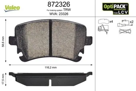 Колодки гальмівні VW T. T5 03- Valeo 872326
