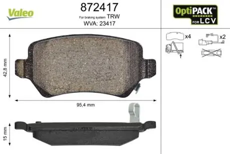 Тормозные колодки OPEL T. COMBO 1,3-2,0 CDTI 01- Valeo 872417