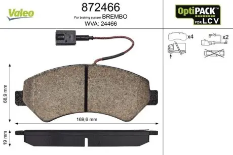 Тормозные колодки CITROEN P. JUMPER 2,2-3,0HDI 06- Valeo 872466