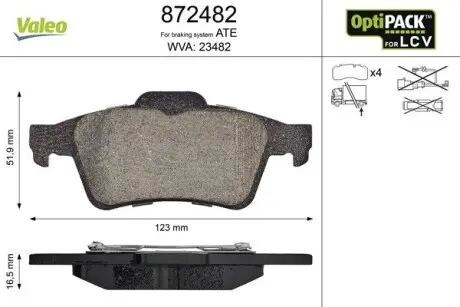 Тормозные колодки FORD T. C-MAX/FOCUS/TRANSIT 03- Valeo 872482