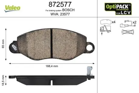 Тормозные колодки FORD P. TRANSIT 2,4D 00-06 Valeo 872577